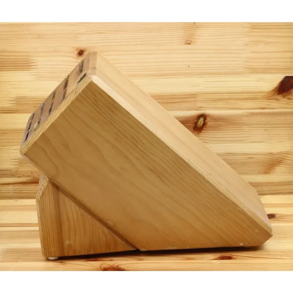 Emeril Wusthof Knife Block Wood Wooden Storage Holder 17 Slot Countertop Oak